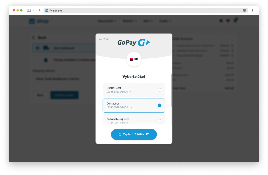 GoPay psd2 platba