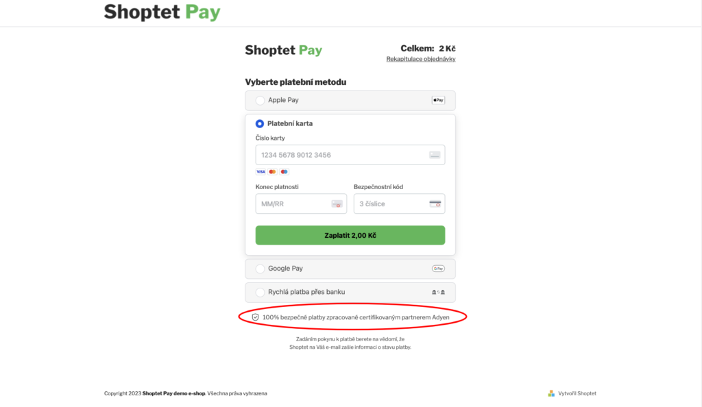 Komunikace bezpečnosti Shoptet Pay