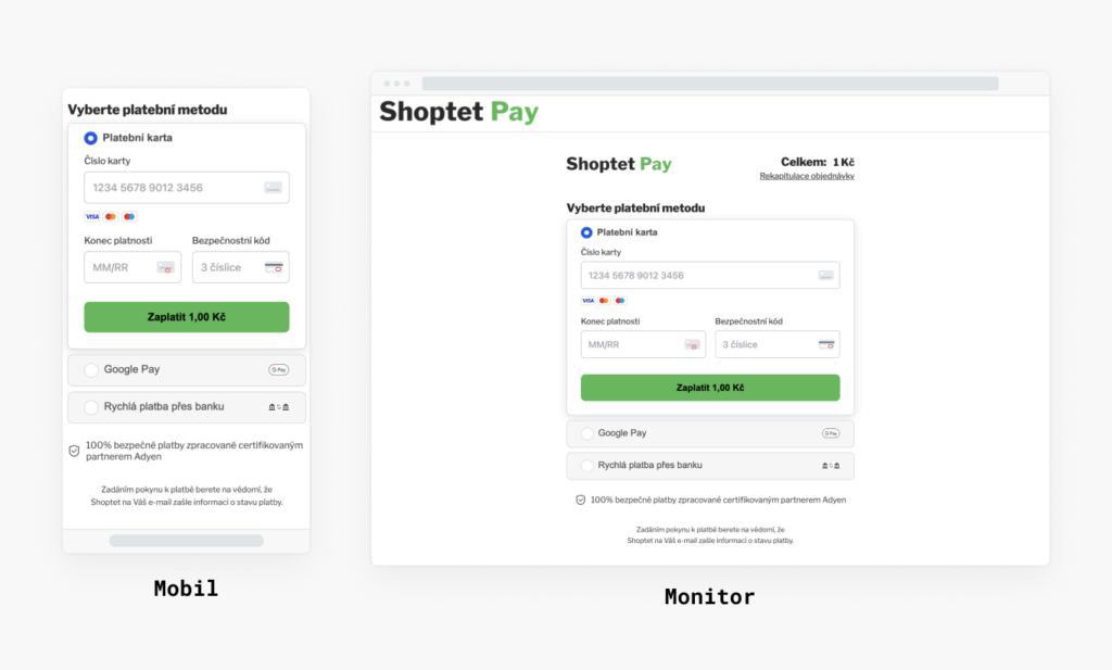 Přizpůsobení zařízení Shoptet Pay